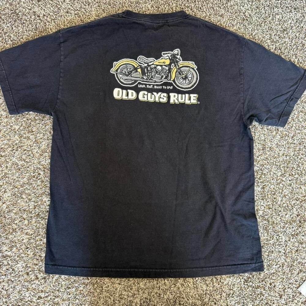 Graphic biker old guys rule t-shirt with front pocket size XL 100% cotton